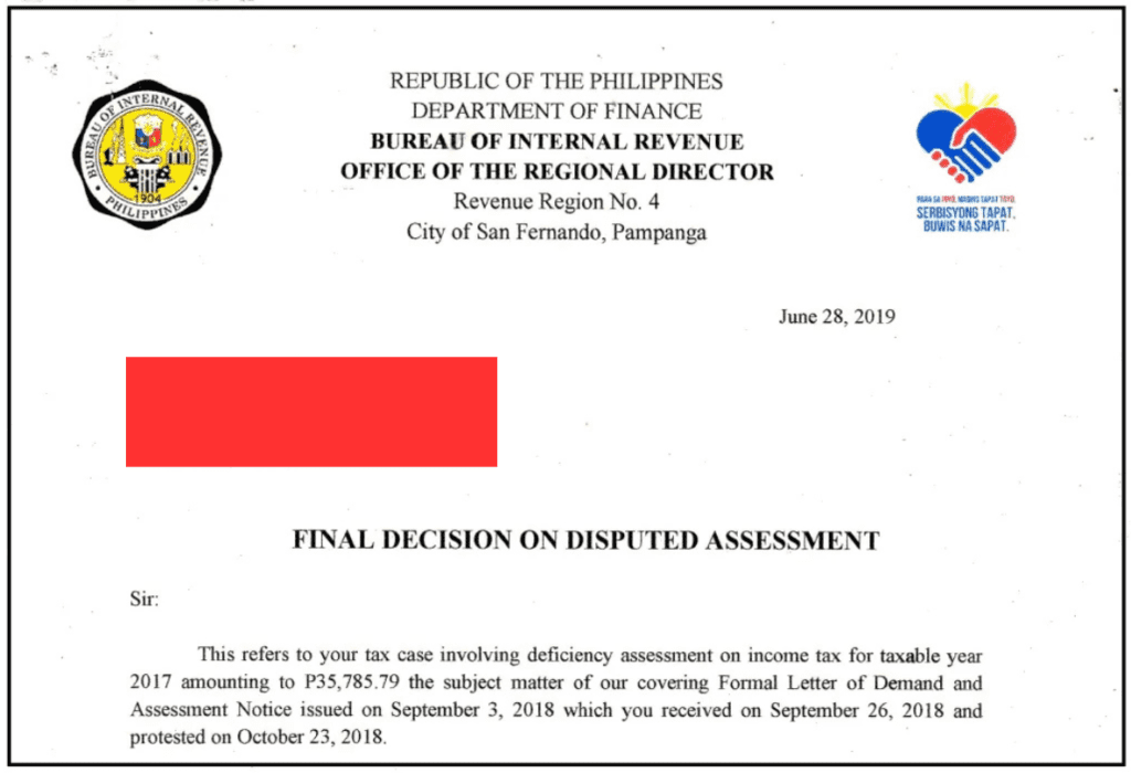 BIR Letter of Authority